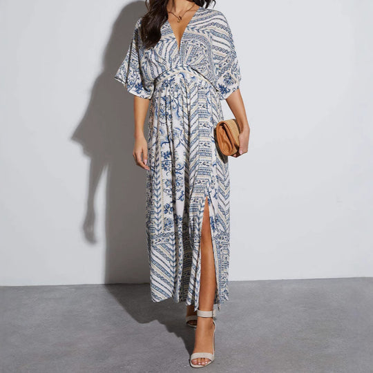 Damen Leichtes Maxikleid mit floralem Muster und lässigem Schnitt EB