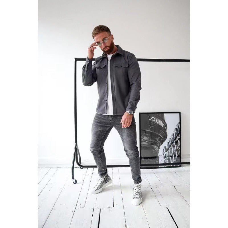 Herren Hemdjacke mit Brusttaschen und taillierter Passform EB