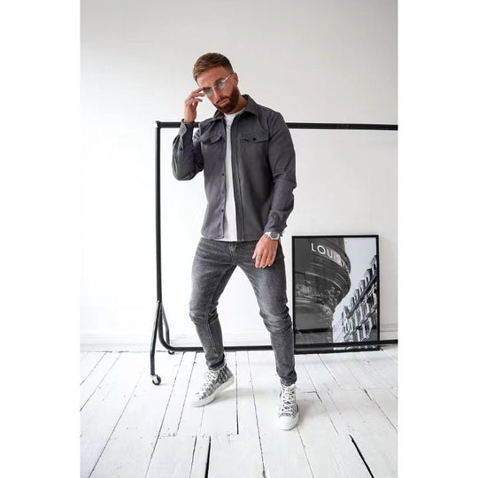 Herren Hemdjacke mit Brusttaschen und taillierter Passform EB