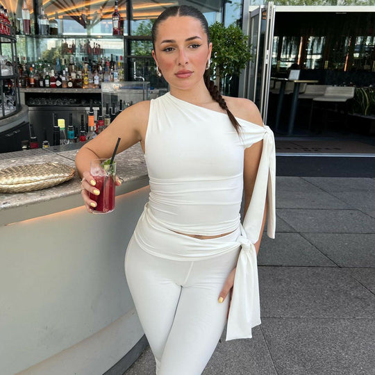Damen Einseitiger Jumpsuit mit exklusiven Drapierungen EB