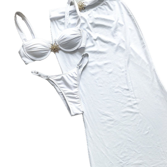 Damen Bandeau-Bikini mit hochwertiger Schlankheitswirkung und anpassbarem Rock EB