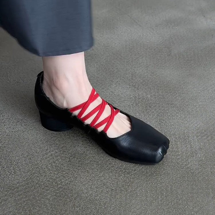 Damen Schuhe mit ausgefallenem Schnürdesign und eleganter Absatzhöhe EB