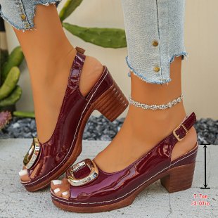 Damen Slingback-Pumps mit dekorativem Schnallen-Detail EB