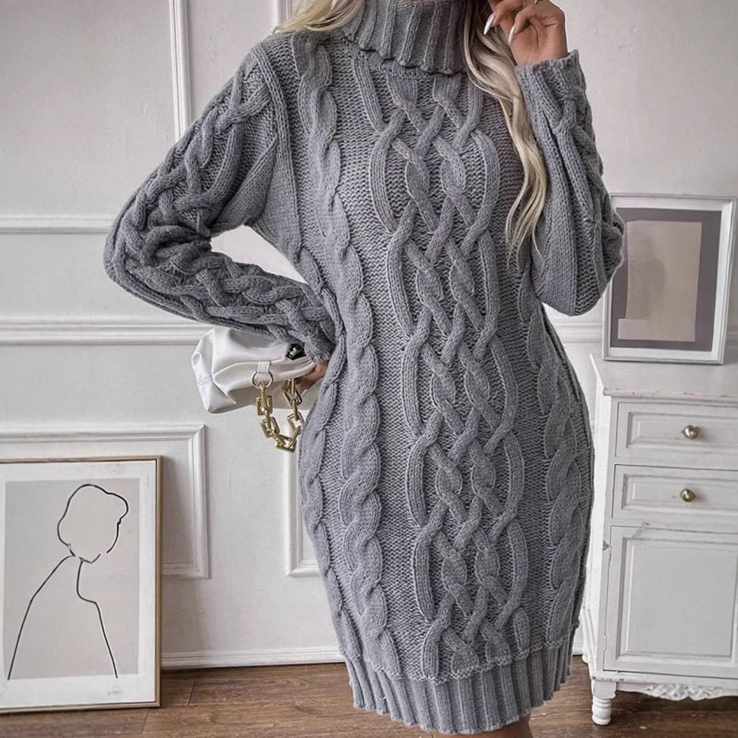 Damen Strickkleid mit elegantem Zopfdesign EB