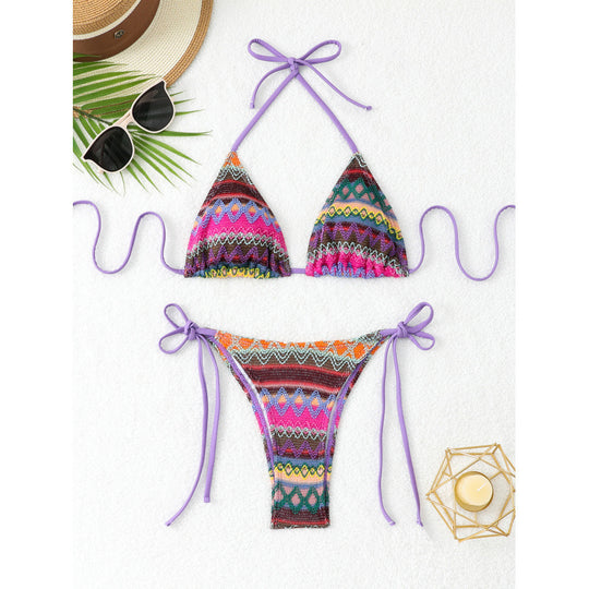 Damen Triangel-Bikini mit farbenfrohem Muster EB