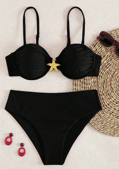 Damen Balconette-Bikini mit dekorativen Sternen EB