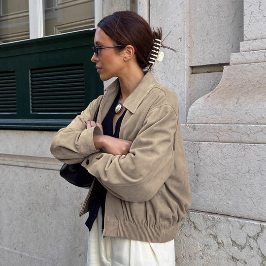 Damen Lässige Oversized Jacke aus weichem Material EB