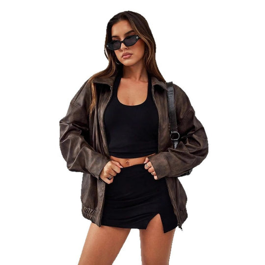 Damen Sportliche Oversized jacke mit praktischen Taschen und elastischem Saum EB