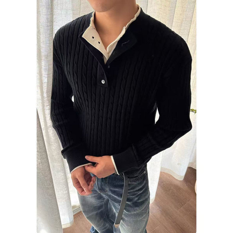 Herren Feinstrickpullover mit dekorativen Knopfdetails EB