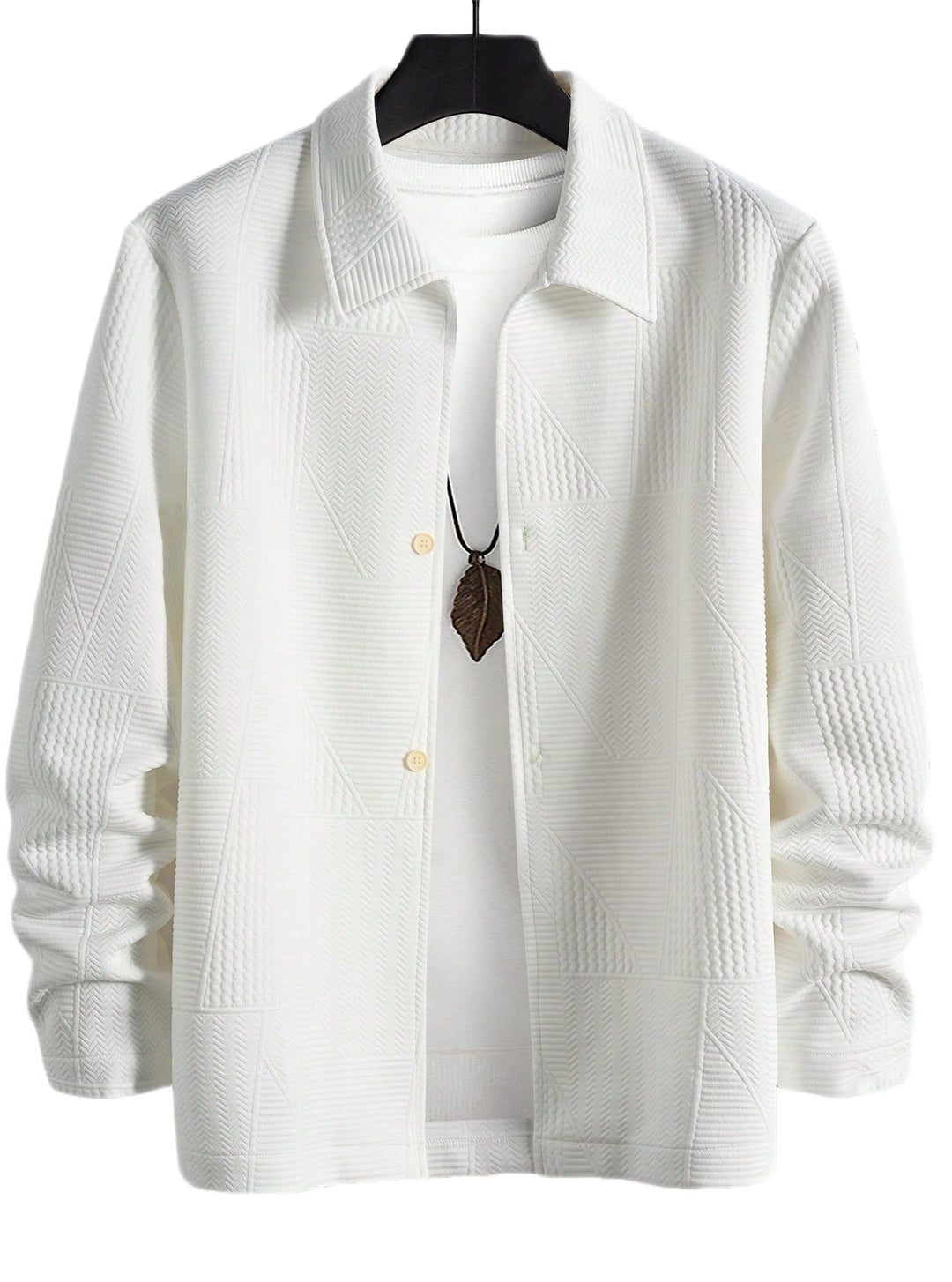 Herren nan strukturierte Shirtjacke im Patchwork-Relief mit Hemdkragen EB