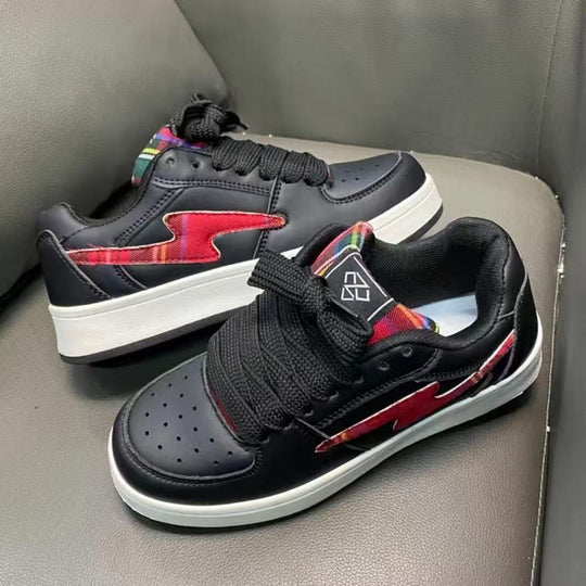 Damen Sportliche Sneakers mit modernem Karomuster und rutschfester Sohle EB