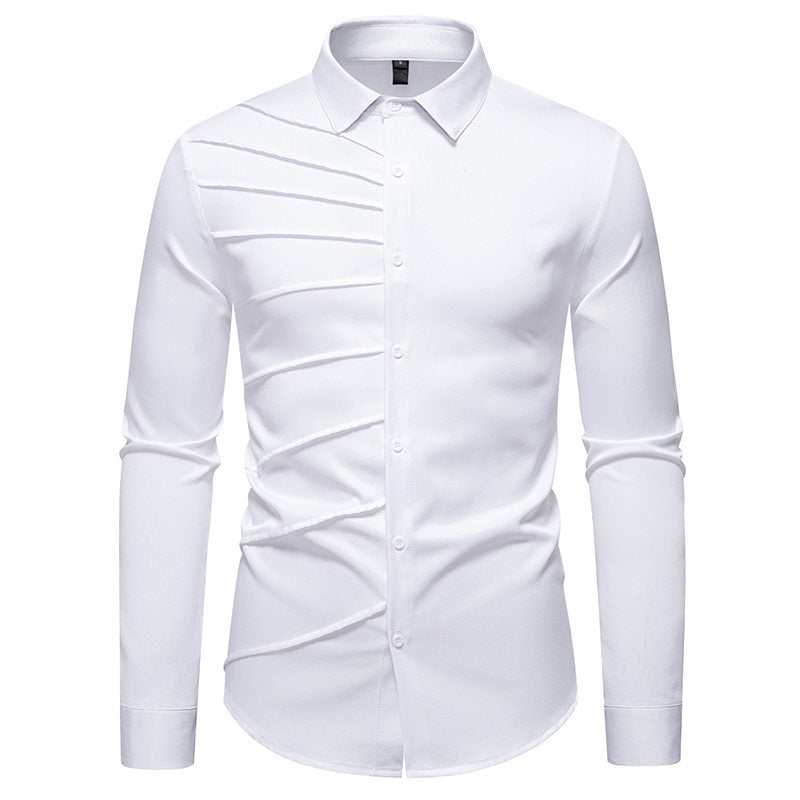 Herren Langarmhemd mit modischem Rippendesign EB