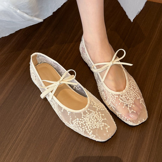 Damen erotische Ballerinas mit filigranem Schnürdesign und komfortabler Innensohle EB