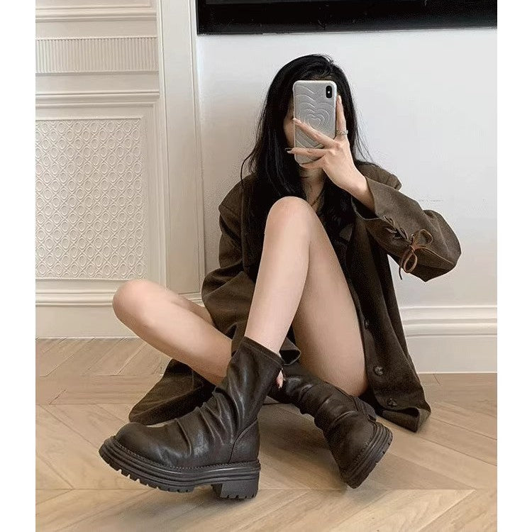 Damen modische Stiefel mit rutschfester Sohle und weichem Obermaterial EB