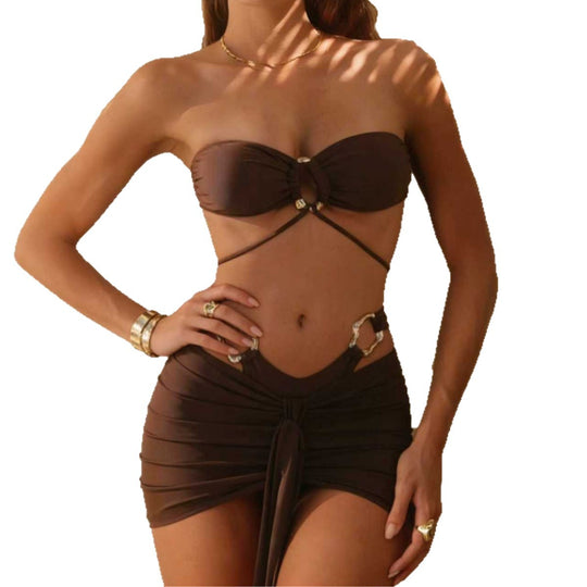 Damen Bandeau-Bikini-Set mit raffiniertem Wickeldetail EB