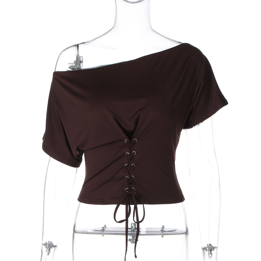Damen Off-Shoulder Oberteil mit verstellbarem Kordelzug EB
