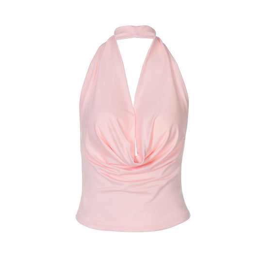 Damen Elegantes Hochgeschlossenes Oberteil mit Drapierung EB
