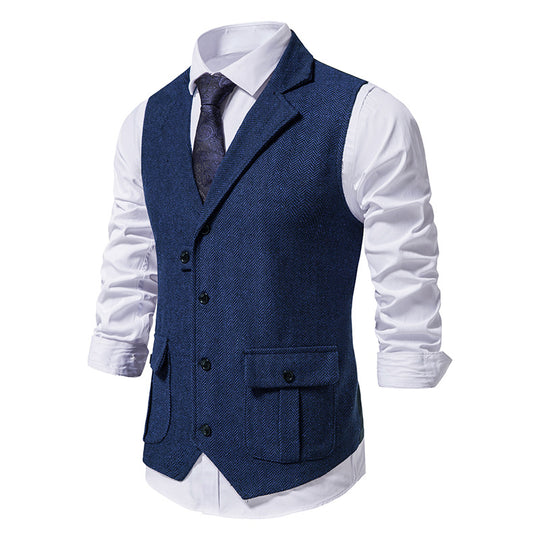 Herren Anzugweste aus hochwertigem Herringbone-Stoff EB