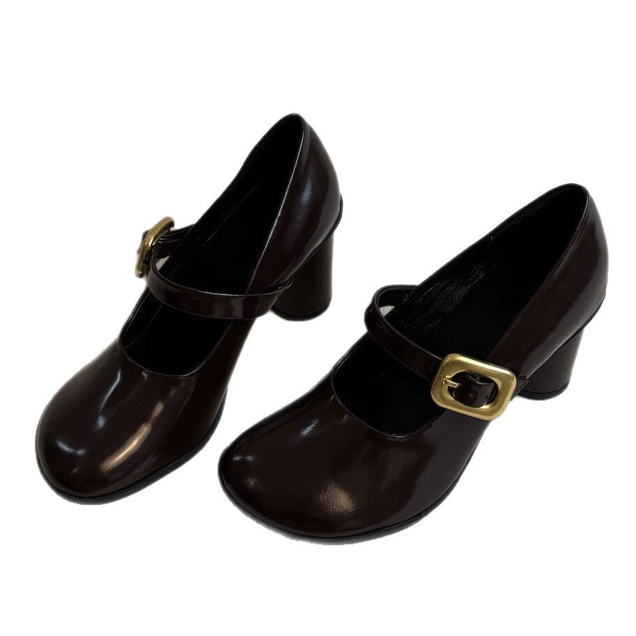 Damen elegante Mary Jane Pumps mit geschmeidigem Leder und trendy Riemchen EB