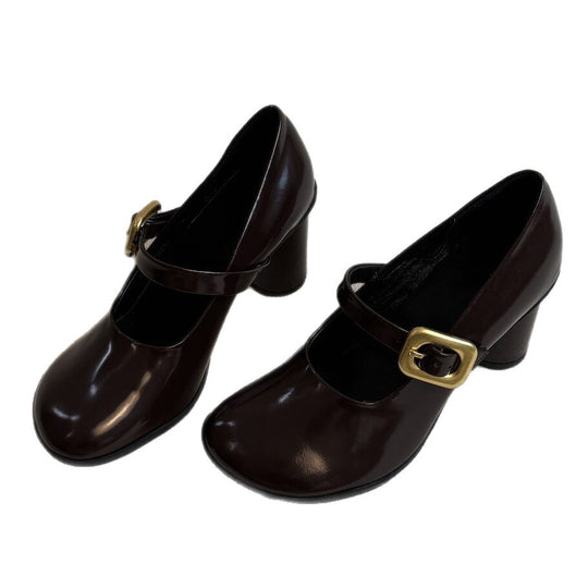 Damen elegante Mary Jane Pumps mit geschmeidigem Leder und trendy Riemchen EB