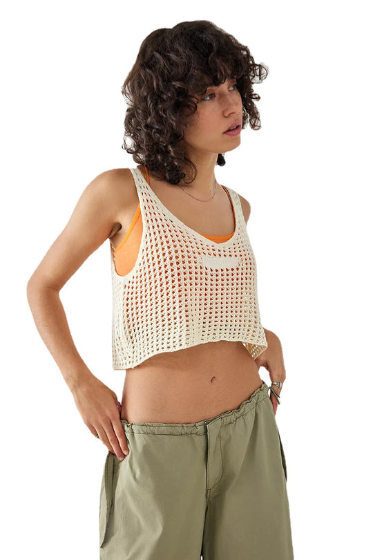 Damen luftiges Netz-Crop-Top EB