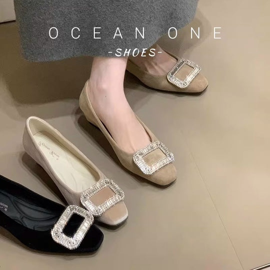 Damen elegante Ballerinas mit schimmerndem Schmuckdetail EB