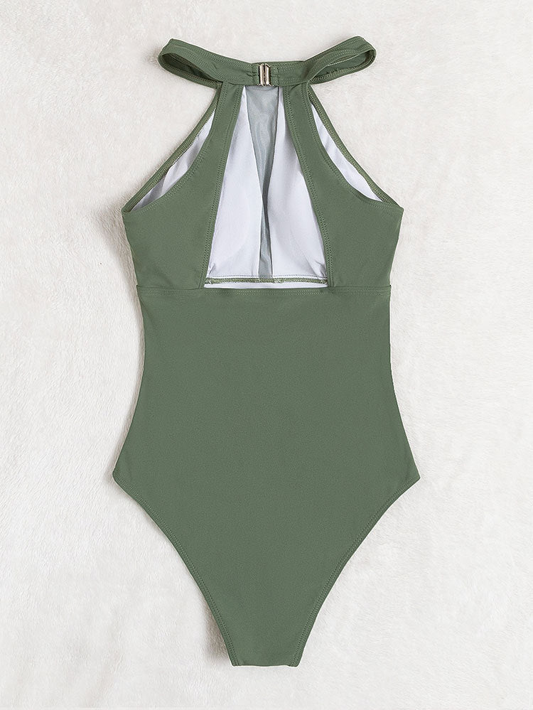 Damen Moderner Sport-Badeanzug mit transparenten Einsätzen EB