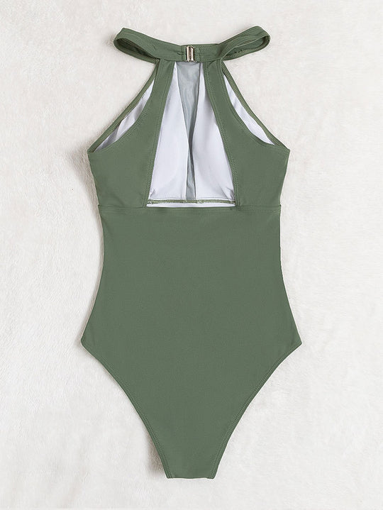 Damen Moderner Sport-Badeanzug mit transparenten Einsätzen EB