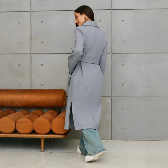 Damen Eleganter Wollmantel im doppelreihigen Design EB