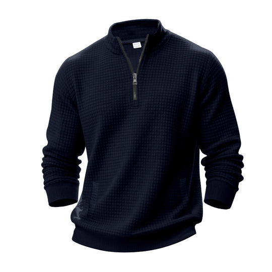 Herren Stepppullover mit halbem Reißverschluss und modernem Strukturdesign EB