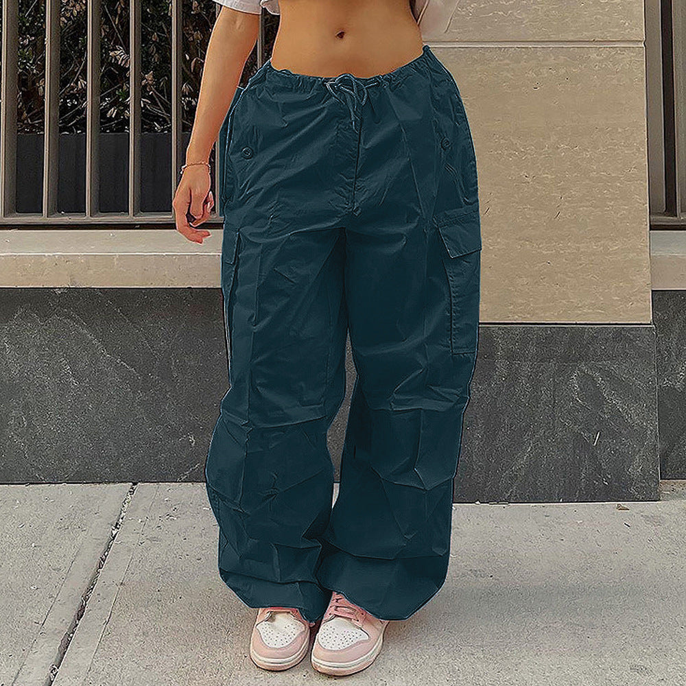 Damen Cargo-Hose mit elastischem Bund und seitlichen Taschen EB