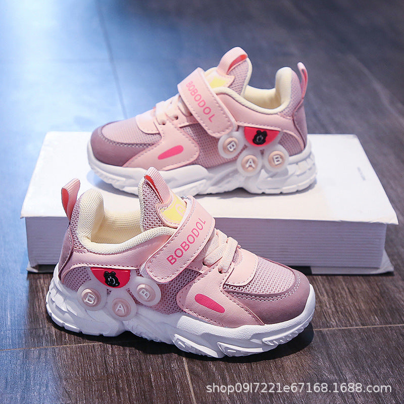 Damen Sportliche Kindersneaker mit praktischem Klettverschluss und bunten Applikationen EB