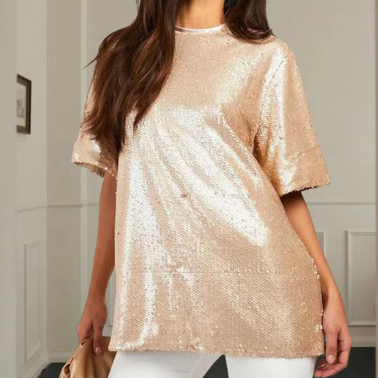 Damen Glitzerndes Oversize-Top mit funkelnden Pailletten EB
