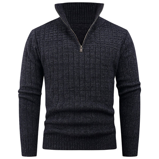 Herren Strickpullover mit modernem Reißverschluss und Rippenstruktur EB
