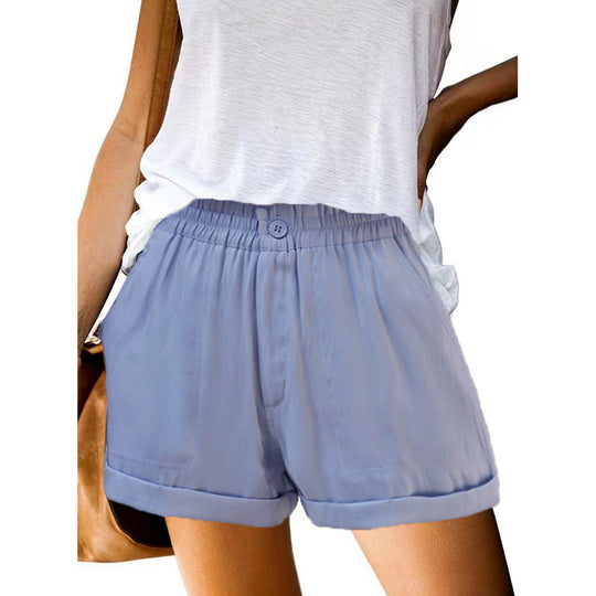 Damen leichte Chino-Shorts mit elastischem Bund und praktischen Taschen EB