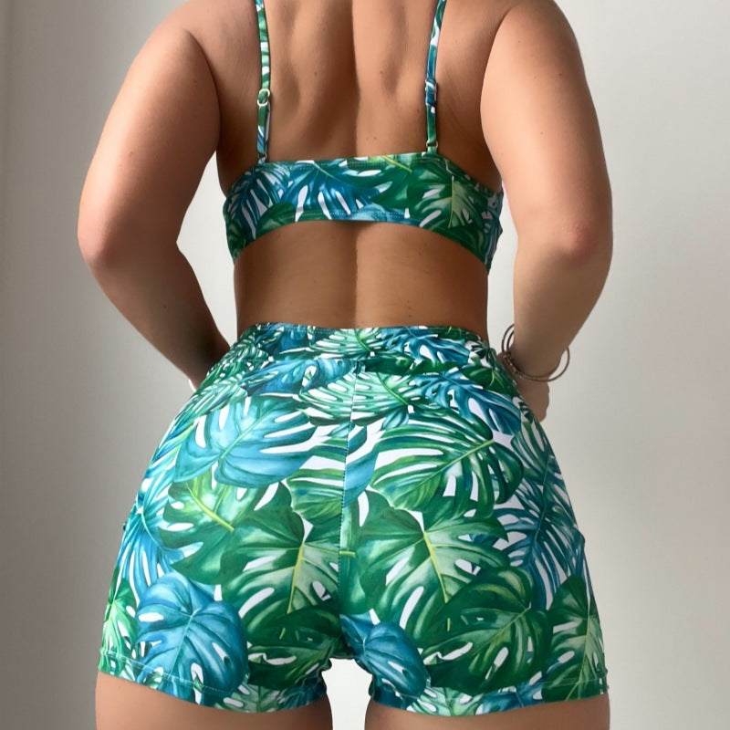 Damen Crop-Top und High-Waist Shorts Set EB