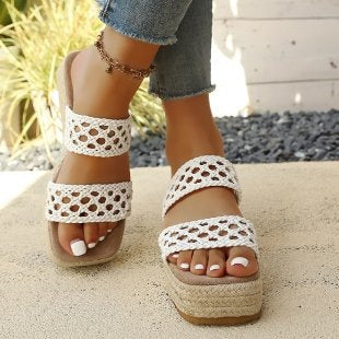 Damen Komfortable und geflochtene Wedge-Sandalen EB
