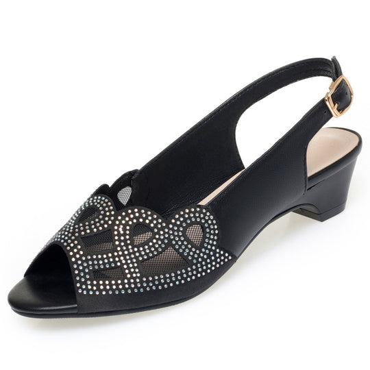 Damen Sling-Pumps mit elegantem Riemen und funkelndem Strassbesatz EB