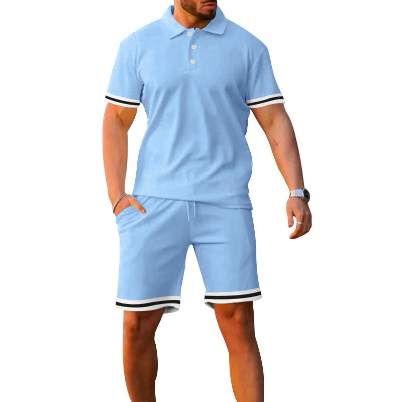 Herren Sportliches Polo- und Shorts-Set mit Kontrastdetails EB