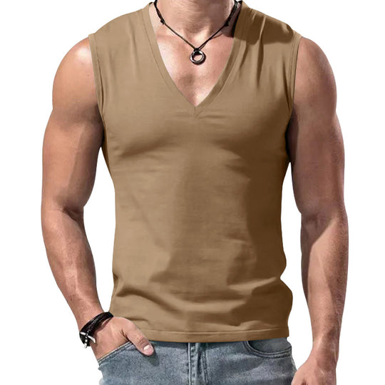 Herren nan figurbetontes ärmelloses V-Ausschnitt Muskelshirt EB