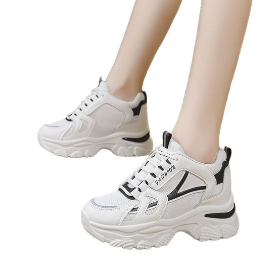 Damen Komfortable Plateau-Sneaker mit atmungsaktiver Mesh-Oberfläche EB