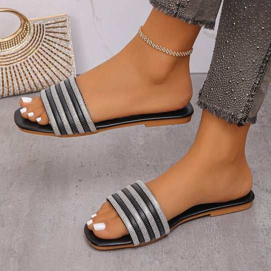 Damen Glamouröse Riemensandaletten mit funkelndem Design EB
