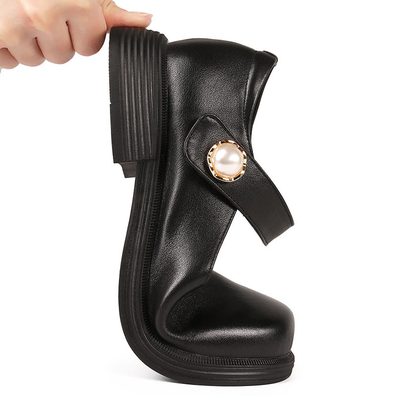 Damen Elegante Mary Jane Ballerinas mit modischem Riemen und bequemem Fußbett EB