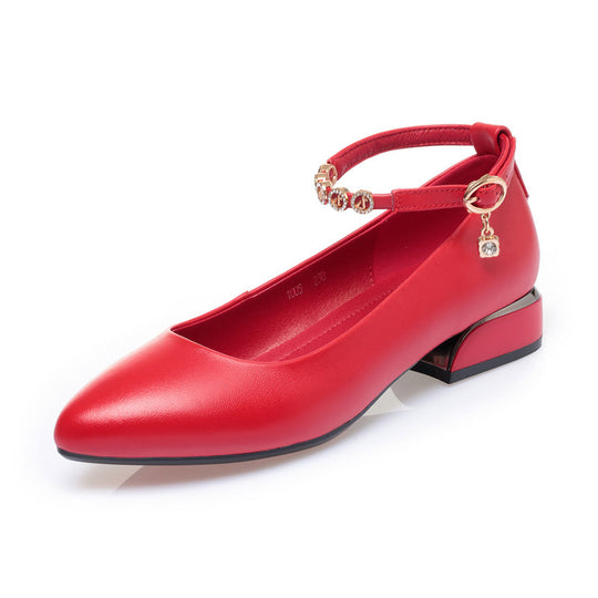 Damen Elegante Mary Jane Pumps mit verstellbarem Riemen und funkelndem Schmuckdetail EB