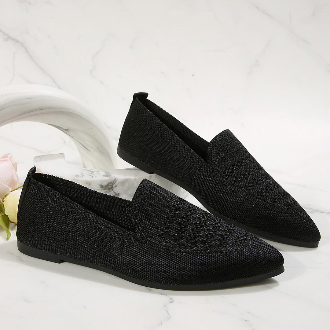Damen Slipper mit atmungsaktivem Strickdesign EB