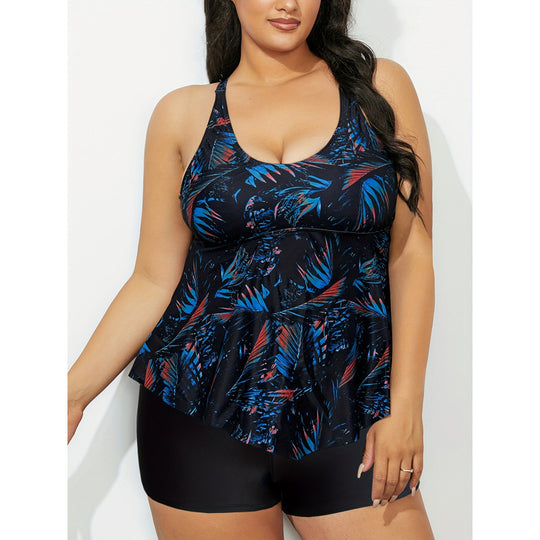 Damen Tankini mit verspieltem Rüschendesign und hohem Taillenslip EB