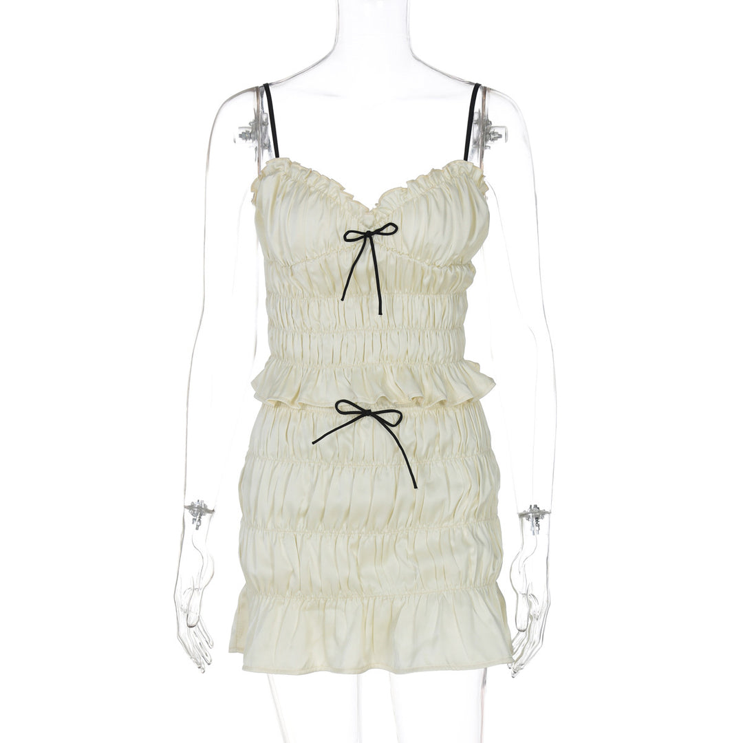 Damen Raffiniertes Mini-Kleid mit Rüschendetails und verstellbaren Trägern EB