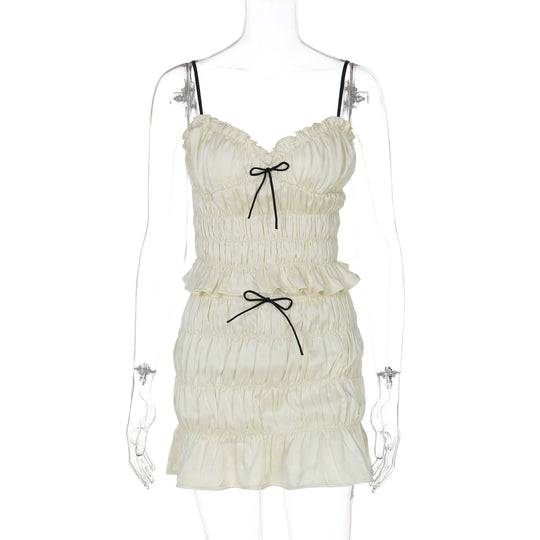 Damen Raffiniertes Mini-Kleid mit Rüschendetails und verstellbaren Trägern EB