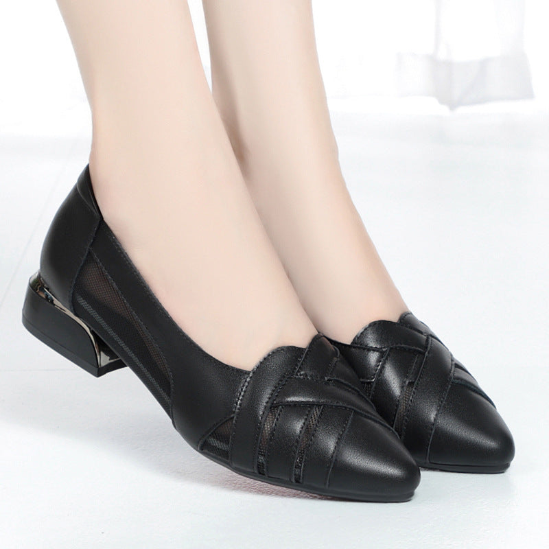 Damen Elegante Ballerinas mit modischem Faltendesign und komfortablem Blockabsatz EB