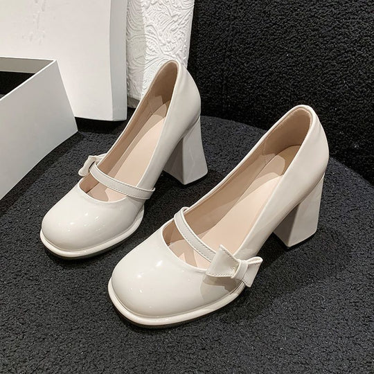 Damen elegante Mary Jane High Heels mit Blockabsatz EB